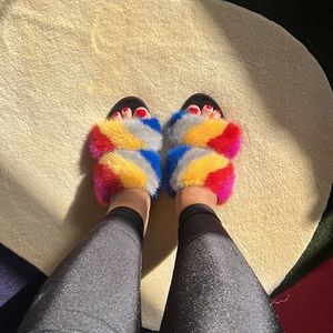 Salvatore Ferragamo Mink Belluno slides sz 8 new in box